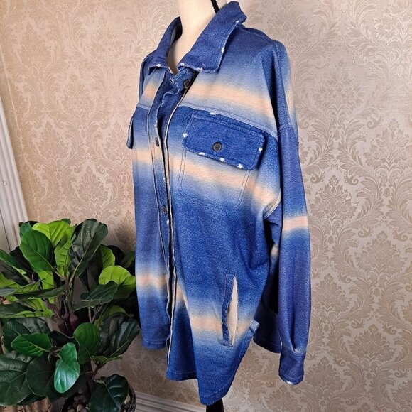 Free People Printed Ruby Jacket Deep Sea Combo Size Large NWT - Picture 5 of 14